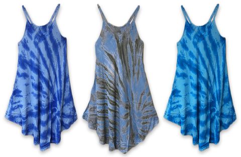 TIE DYE COVER UP DRESS W/ SPAGHETTI STRAPS SIZE  ASST. COLORS/ SIZES