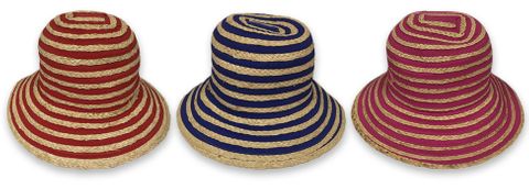 **D** TWO TONE STRAW/ NYLON LADIES HATS ASSORTED COLORS