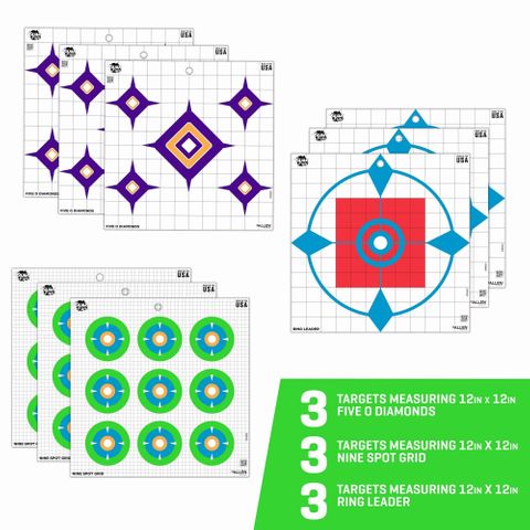 12"X12" EZ AIM FUN DIALING IN ASSORTED PAPER TARGETS 9PK