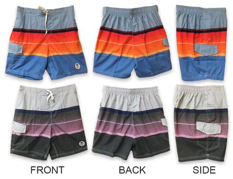 19" MEN'S MULTI COLOR E-BOARD SWIM SHORTS S-XL