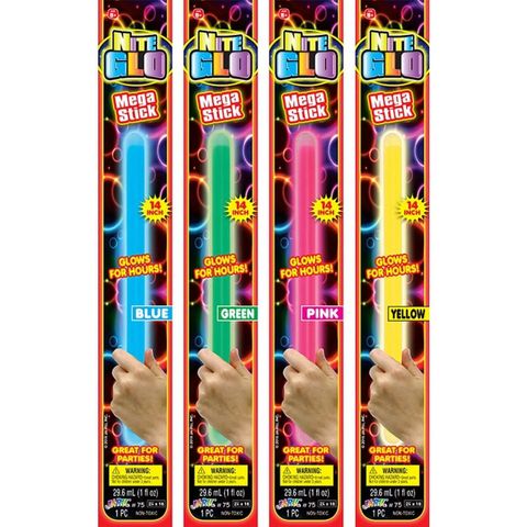 14" NITE GLO MEGA PARTY STICK ASST.