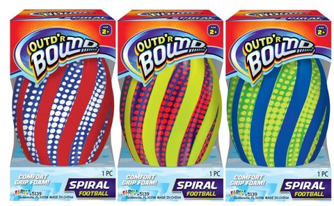 7" OUTD'R BOUND SPIRAL FOOTBALL ASST. AGES: 2+