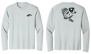 FINZ & BONZ LARGEMOUTH BASS LONGSLEEVE SHIRT SILVER ASSORTED SIZES M-XXL