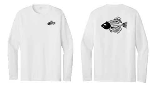 FINZ & BONZ CRAPPIE LONGSLEEVE SHIRT WHITE ASSORTED SIZES M-XXL