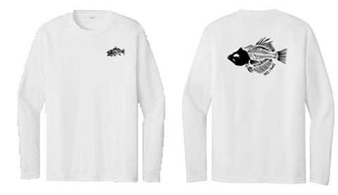 FINZ & BONZ CRAPPIE LONGSLEEVE SHIRT WHITE ASSORTED SIZES M-XXL