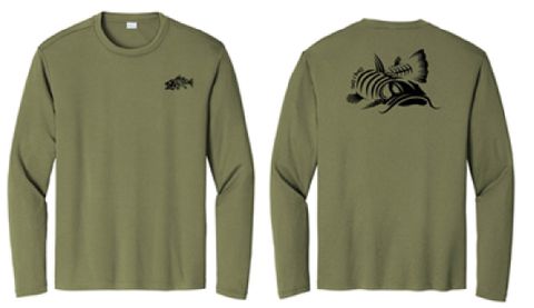 FINZ & BONZ CATFISH LONGSLEEVE SHIRT OLIVE GREEN ASSORTED SIZES M-XXL