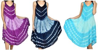 V-NECK TIE DYE COVER UP DRESS ASSORTED COLORS AND SIZES (S/M & L/XL)