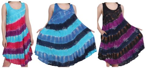 **WSL** TRI-COLOR COVER UP DRESS ASST. COLORS (ONE SZ FITS MOST)