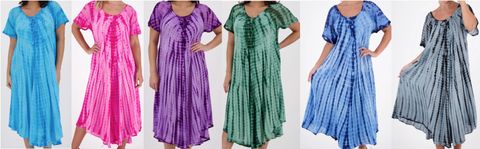 TIE DYE COVER UP DRESS WITH SLEEVES (ONE SIZE FITS MOST)