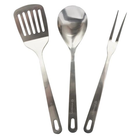 STAINLESS STEEL BBQ COOKNG UTENSILS - SPOON, FORK, SPATULA