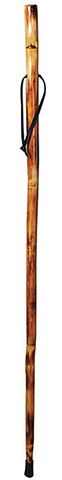55" WOODEN HIKING STICK WITH ASSORTED BURNED DESIGNS