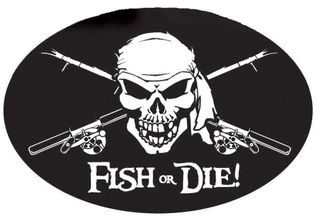 FISH OR DIE DECAL OVAL MEDIUM GRGF