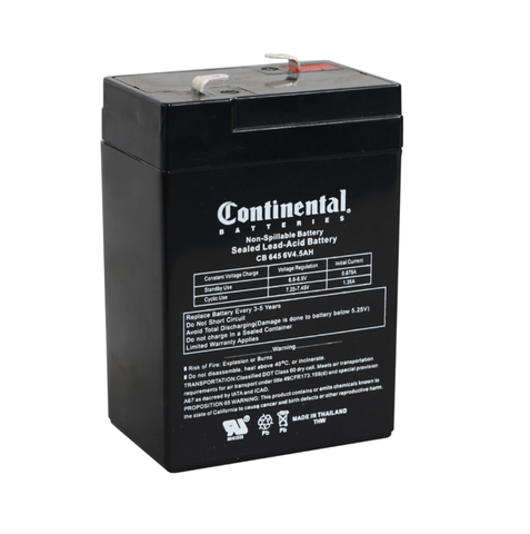 6 VT 4.5AH SEALED LEAD ACID BATTERY - CONTINENTAL BATTERY