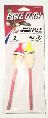 3/4"X6" BALSA STYLE SPRING FLOATS 2PK