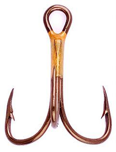SZ 16 2X TREBLE REG SHANK CURVED POINT BRONZE 5PK