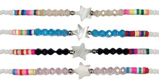 WHITE SEED BEAD WITH FIMO STAR PENDANT ANKLET