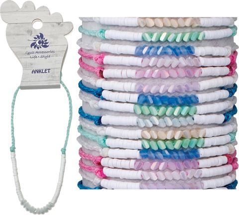 FIMO AND FACET BEAD ADJUSTABLE ANKLET ASSORTED