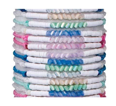 3MM FIMO DISC AND FACET BEAD SLIDE KNOT BRACELET DISPLAY