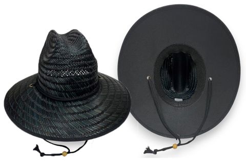 LIFEGUARD HAT LENDU STRAW W/ UNDERLINED BRIM - BLACK STAIN