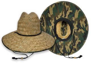 LIFEGUARD HAT PALM STRAW W/ CAMO UNDERLINED BRIM