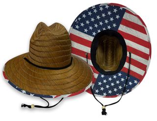 LIFEGUARD HAT LENDU STRAW W/ FLAG UNDERLINED BRIM