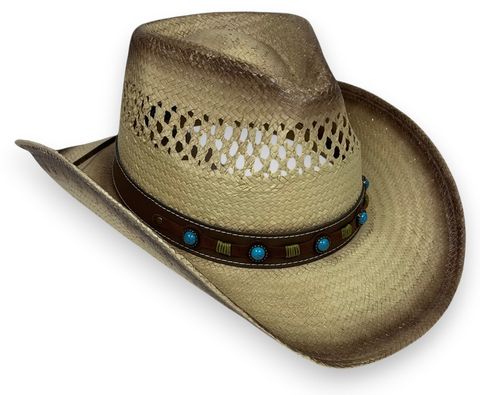 TOYO STRAW COWBOY HAT -VENTED TEA STAIN