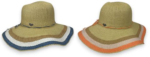 LADIES WIDE BRIM STRAW HAT - 3 COLORS