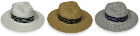 LADIES PANAMA HAT W/ BLUE BAND - 3 COLORS