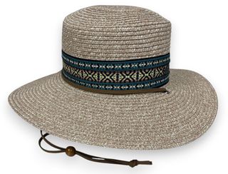 LADIES FLAT BRIM HAT W/ CHIN CORD