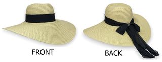 LADIES BIG BRIM HAT W/ BLACK BOW