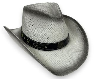 WESTERN COWBOY HAT - BLACK/WHITE STAIN