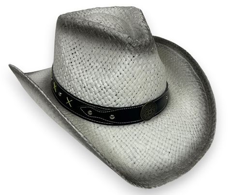 WESTERN COWBOY HAT - BLACK/WHITE STAIN