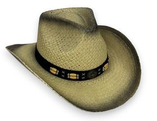WESTERN COWBOY HAT - BLACK/TAN STAIN