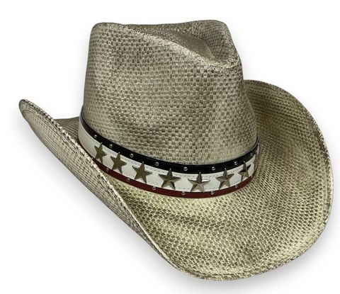 FINE TOYO COWBOY HAT - WHITE/BLACK STAIN