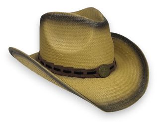 TOYO STRAW WESTERN HAT W/ LONE STAR - NATURAL/BLACK