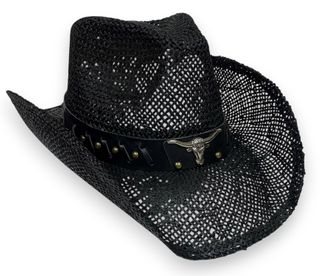 TOYO COWBOY HAT W/ BLACK LONG HORN TRIM