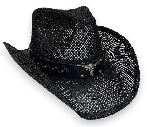 TOYO COWBOY HAT W/ BLACK LONG HORN TRIM