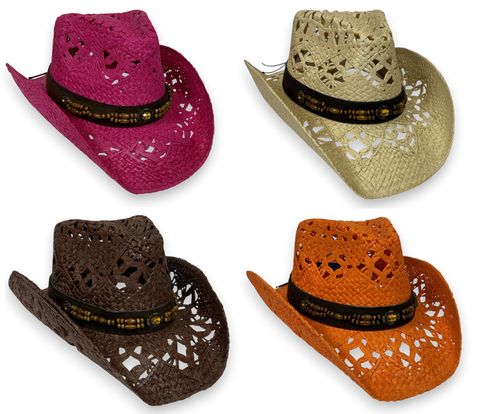TOYO COWBOY HAT - ORANGE,BEIGE,FUSHCIA, AND BROWN