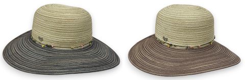 LADIES TWO TONE HAT WITH CRYSTAL BEAD TRIM