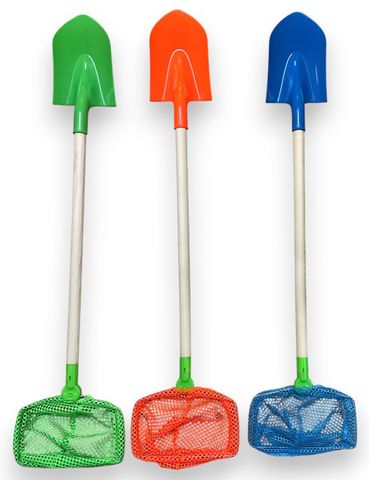 LARGE WOODEN SHOVEL WITH FISH NET - ASSORTED COLORS