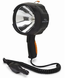 12V DIRECT 1400 LUMEN SPOTLIGHT - 100-WATT HALOGEN BULB - BLACK W/ ORANGE ACCENT