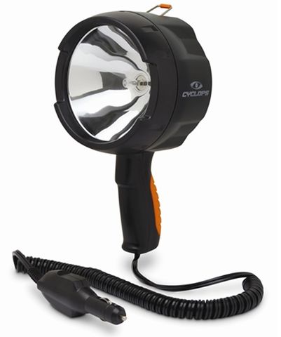 12V DIRECT 1400 LUMEN SPOTLIGHT - 100-WATT HALOGEN BULB - BLACK W/ ORANGE ACCENT