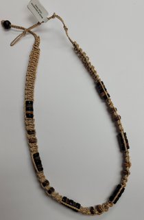 ASSORTED BLACK / TAN HEMP BEADED NECKLACES