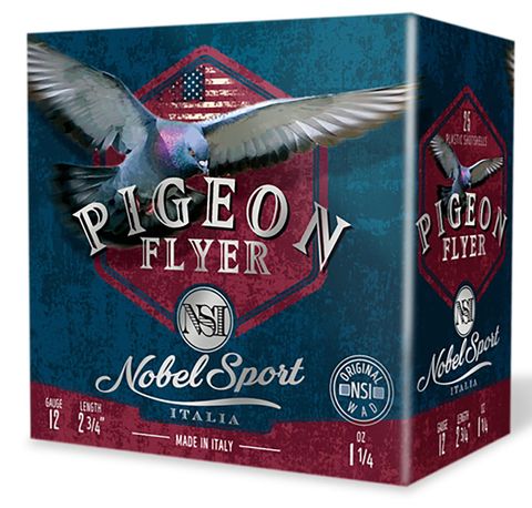 12 GA 2-3/4" NOBEL AMMO PIGEON FLYER HI-BRASS 1-1/4 OZ 7.5 SHOT 1330FPS