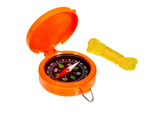 POCKET COMPASS W/LID - ORANGE