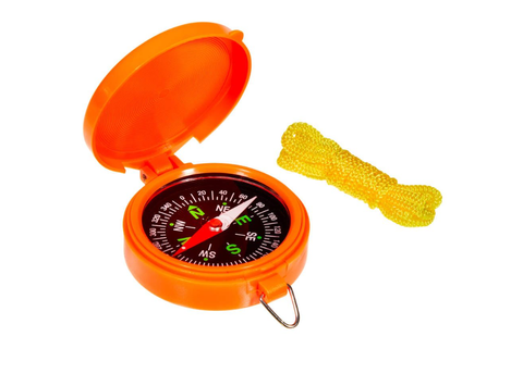 POCKET COMPASS W/LID - ORANGE