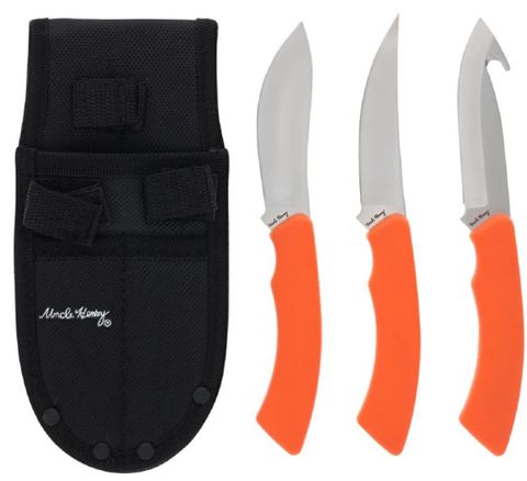 **WSL** UNCLE HENRY 3 PC HUNTING SET ORANGE HANDLE W/SHEATH