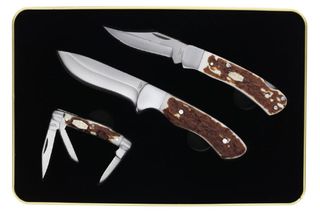 **WSL** UNCLE HENRY 3 PC FIXED/LOCKBACK/FOLDING KNIFE TIN SET