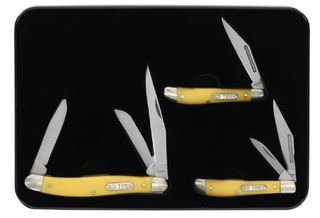**WSL** OLD TIMER 3 PC YELLOW FOLDING KNIFE TIN SET