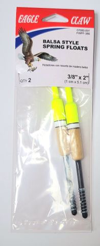 3/8"X2" BALSA STYLE SPRING FLOATS 2PK